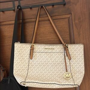 Michael Kors Signature Cream and Tan Tote